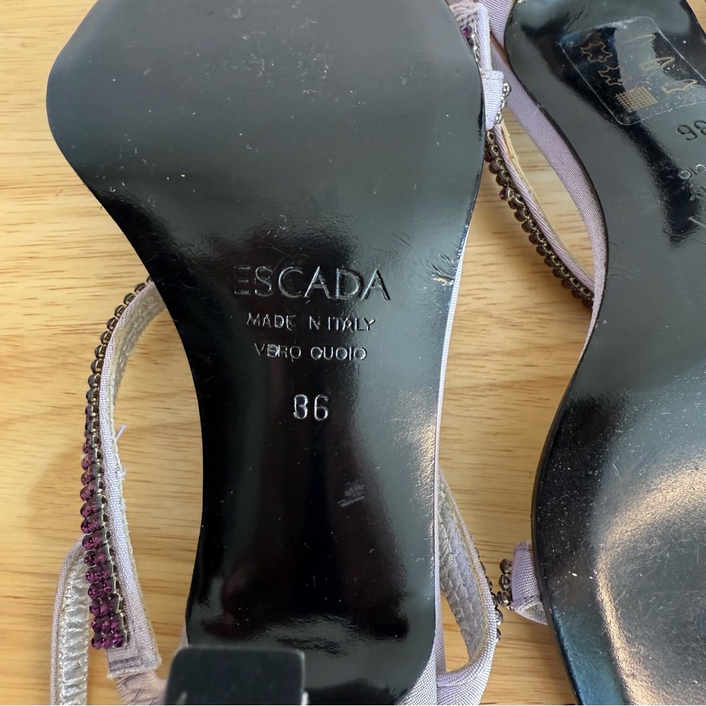 Escada Purple Heels with Ankle Strap and Block Heel - Picture 8 of 8